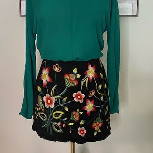 Mini Embroidered Floral Skirt